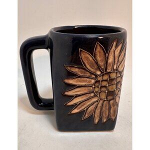 Mara Mexico Pottery Mug Sunflower Design Handcrafted 12 oz Coffee